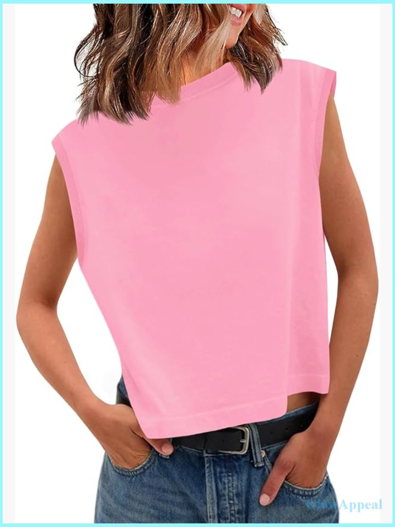 Cropped Cap Sleeve Tank Top Summer Loose Fit Basic Tee Shirts